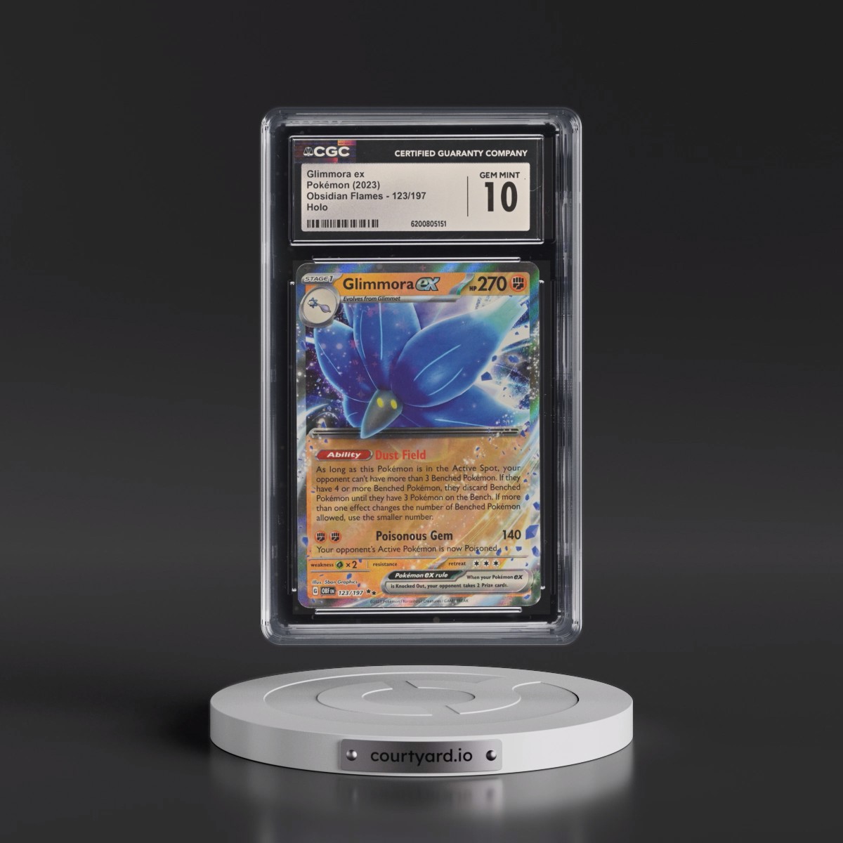 2023 Obsidian Flames - OBF EN #123/197 Glimmora ex - Holo (CGC 10 GEM MINT)