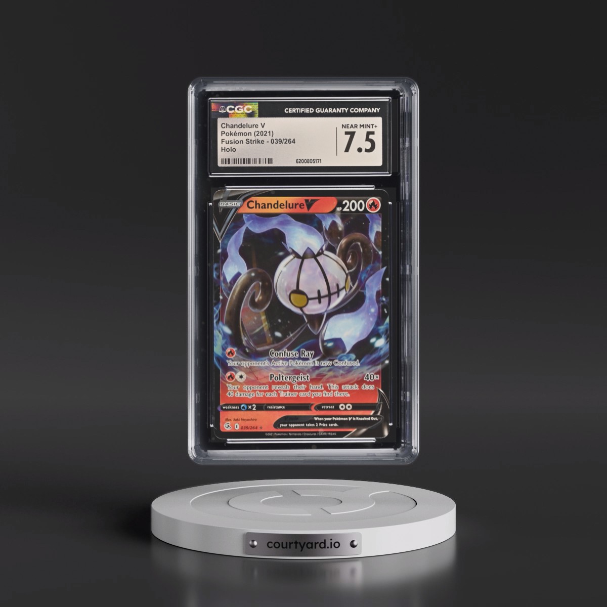 2019 Fusion Strike #039/264 Chandelure V - Holo (CGC 7.5 NM+)