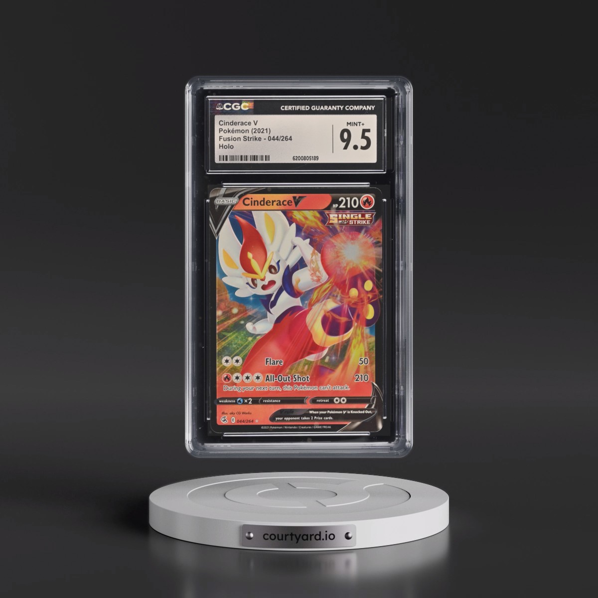2019 Fusion Strike #044/264 Cinderace V - Holo (CGC 9.5 MINT+)
