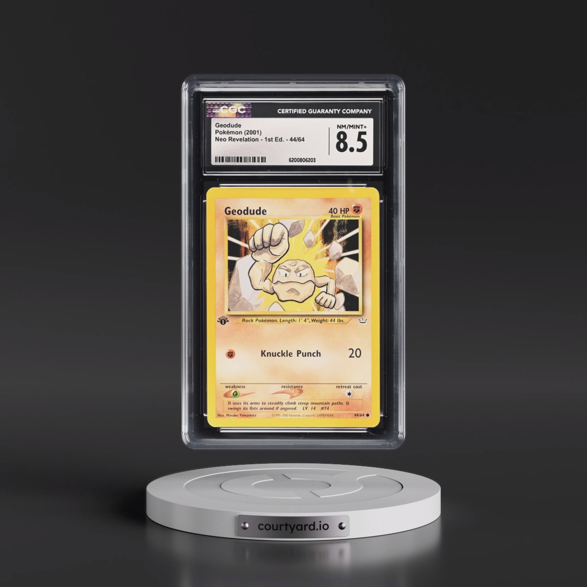 2001 Neo Revelation #44/64 Geodude - 1st Edition (CGC 8.5 NM-MT+)