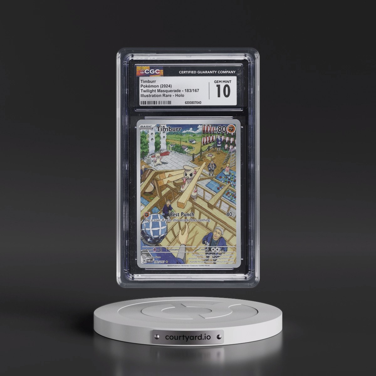2024 Twilight Masquerade - TWM EN #183/167 Timburr - Illustration Rare Holo (CGC 10 GEM MINT)