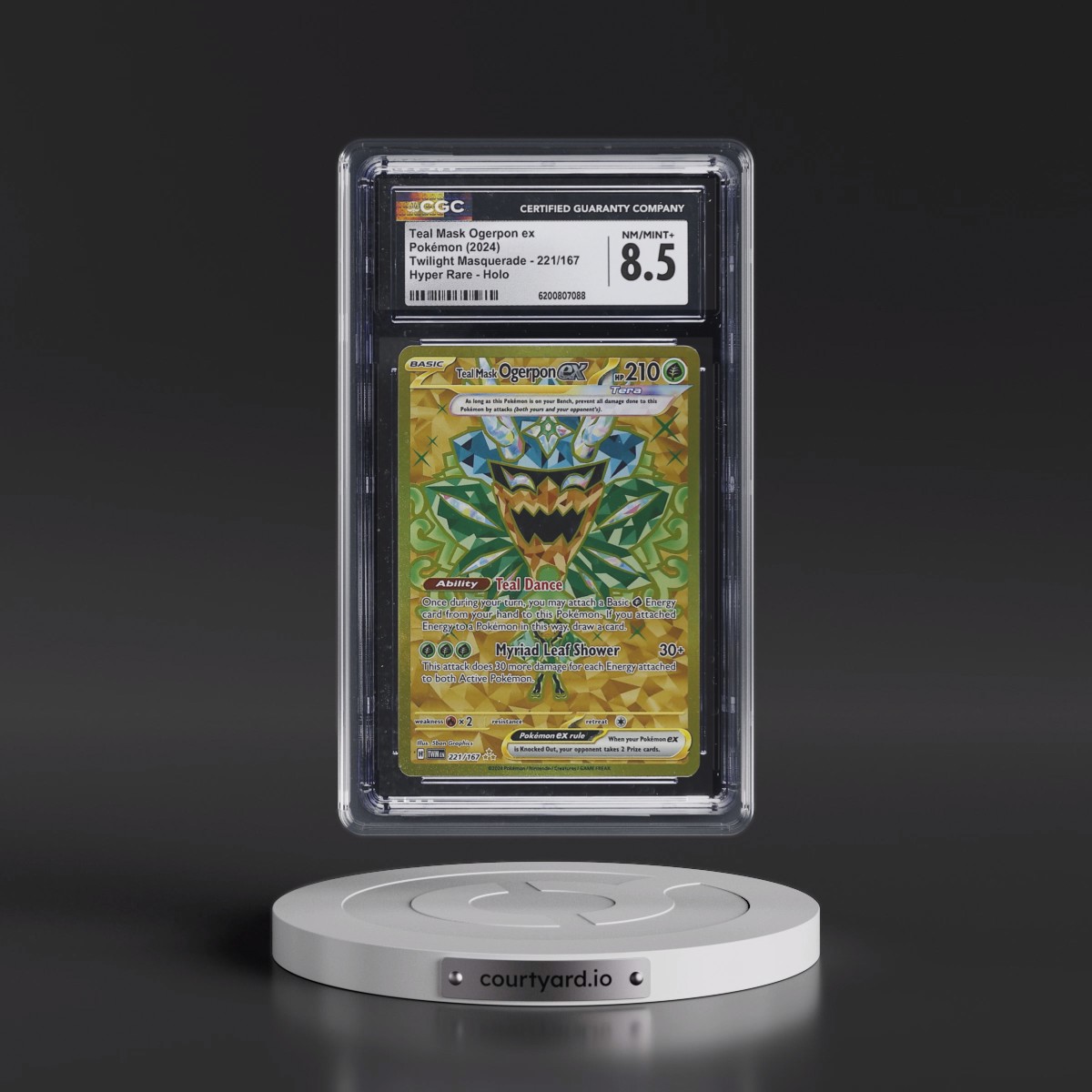 2024 Twilight Masquerade - TWM EN #221/167 Teal Mask Ogerpon ex - Hyper Rare Holo (CGC 8.5 NM-MT+)