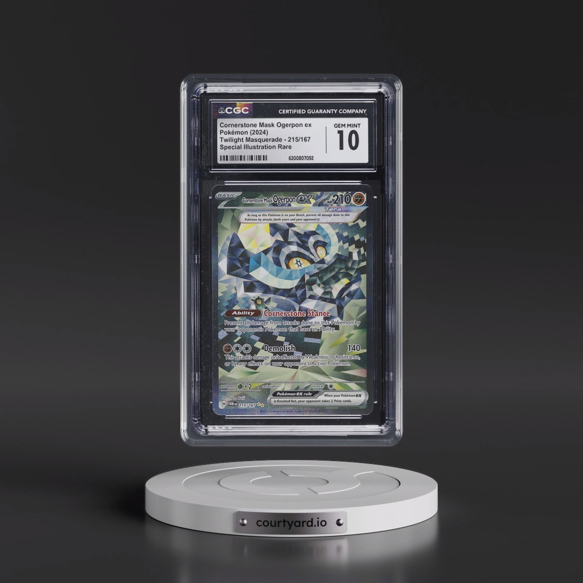 2024 Twilight Masquerade - TWM EN #215/167 Cornerstone Mask Ogerpon ex - Special Illustration Rare (Holo) (CGC 10 GEM MINT)