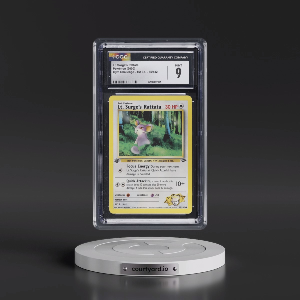 2000 Gym Challenge #85/132 Lt. Surge's Rattata - 1st Edition 1st Edition (CGC 9 MINT)