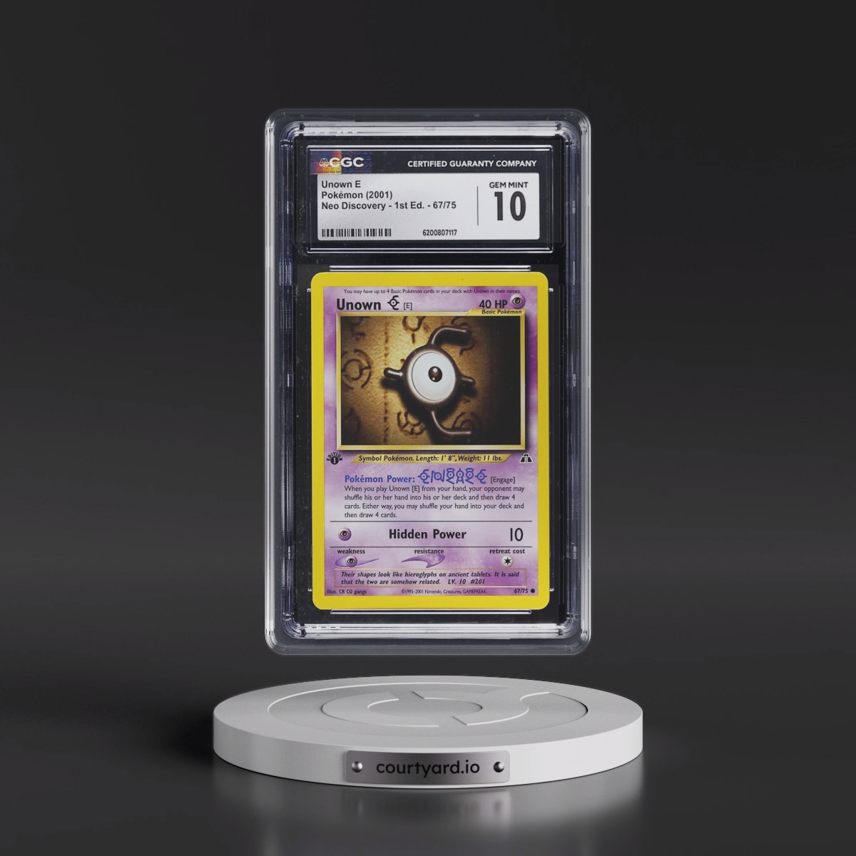 2001 Neo Discovery #67/75 Unown E - 1st Edition 1st Edition (CGC 10 GEM MINT)