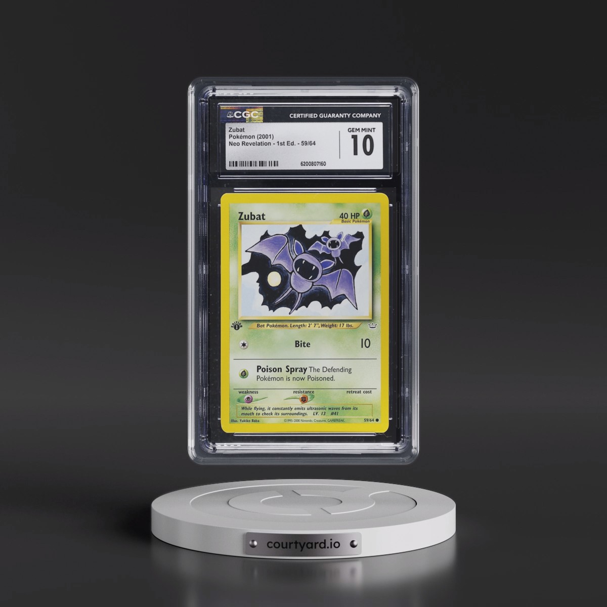 2001 Neo Revelation Zubat - 1st Edition #59/64 CGC 10