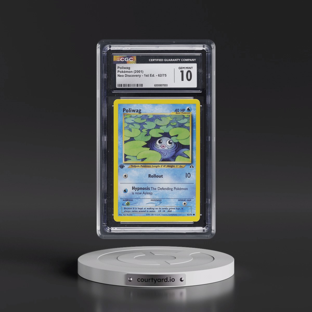 2001 Neo Discovery #62/75 Poliwag - 1st Edition 1st Edition (CGC 10 GEM MINT)