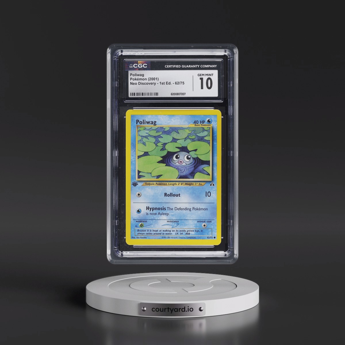 2001 Neo Discovery #62/75 Poliwag - 1st Edition 1st Edition (CGC 10 GEM MINT)