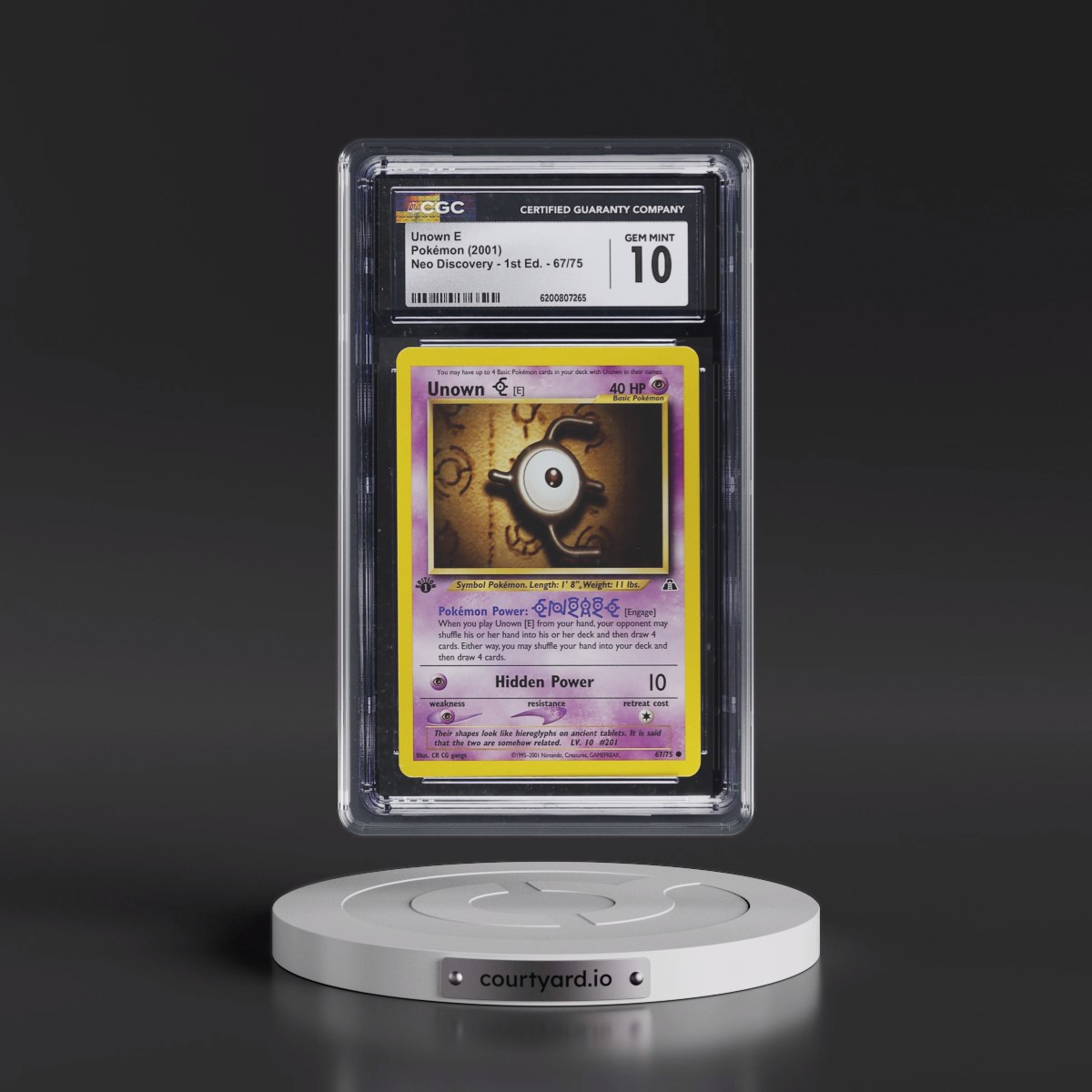 2001 Neo Discovery #67/75 Unown E - 1st Edition 1st Edition (CGC 10 GEM MINT)