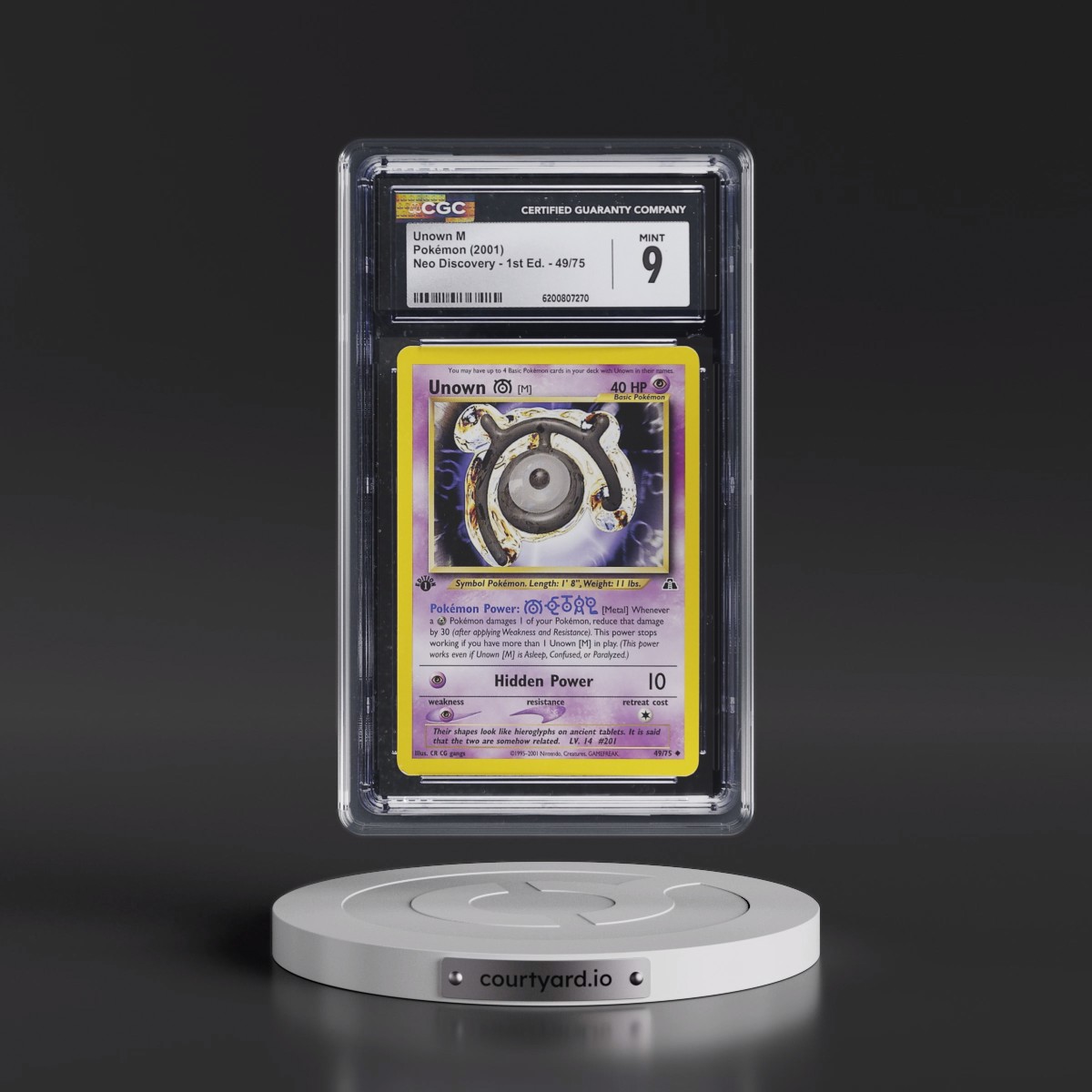 2001 Neo Discovery #49/75 Unown M - 1st Edition 1st Edition (CGC 9 MINT)