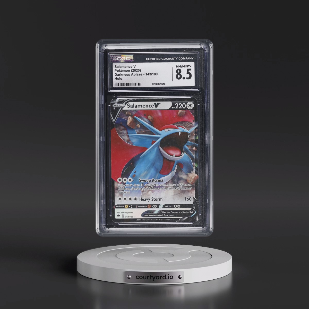 2020 Darkness Ablaze #143/189 Salamence V - Holo (CGC 8.5 NM-MT+)