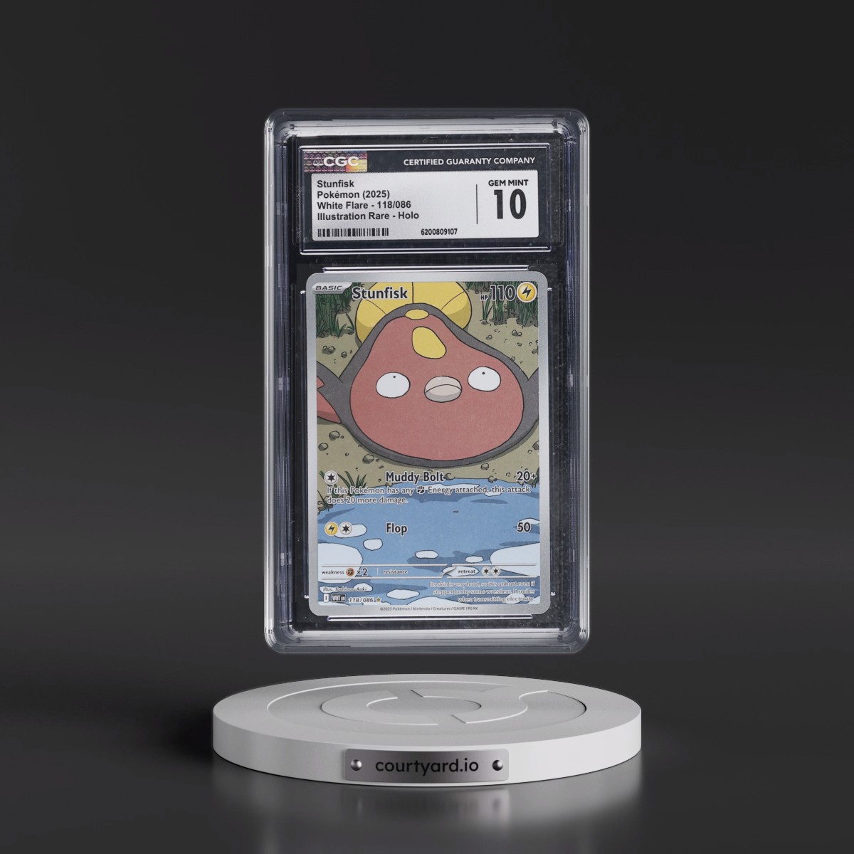 2025 White Flare - WHT EN Stunfisk - Illustration Rare Holo #118/086 CGC 10