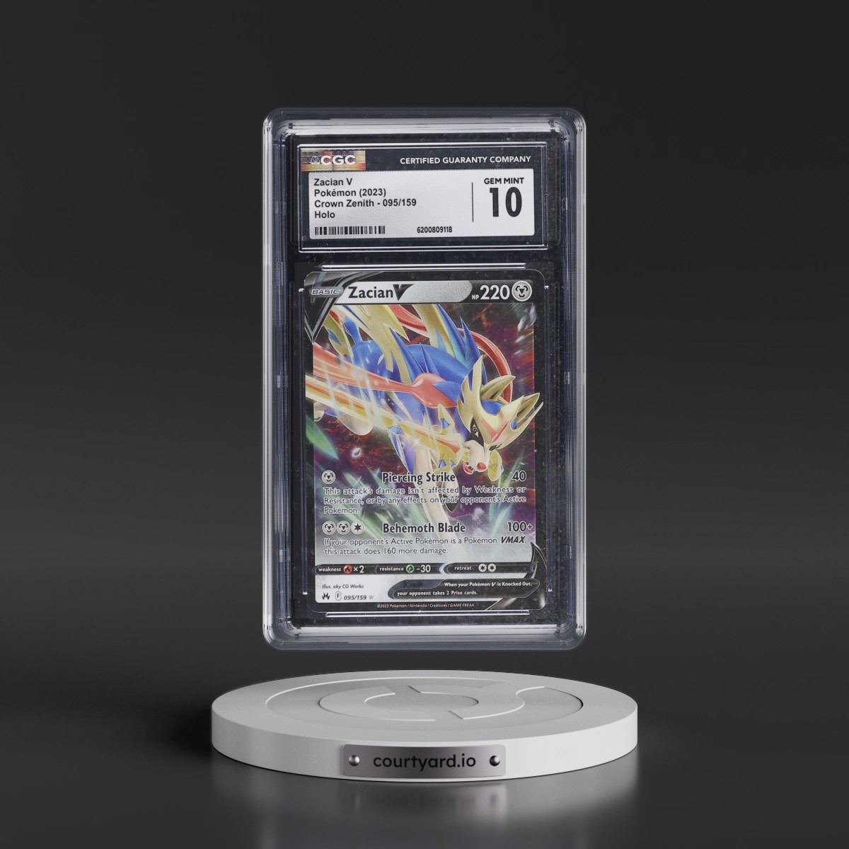 2023 Crown Zenith #095/159 Zacian V - Holo (CGC 10 GEM MINT)