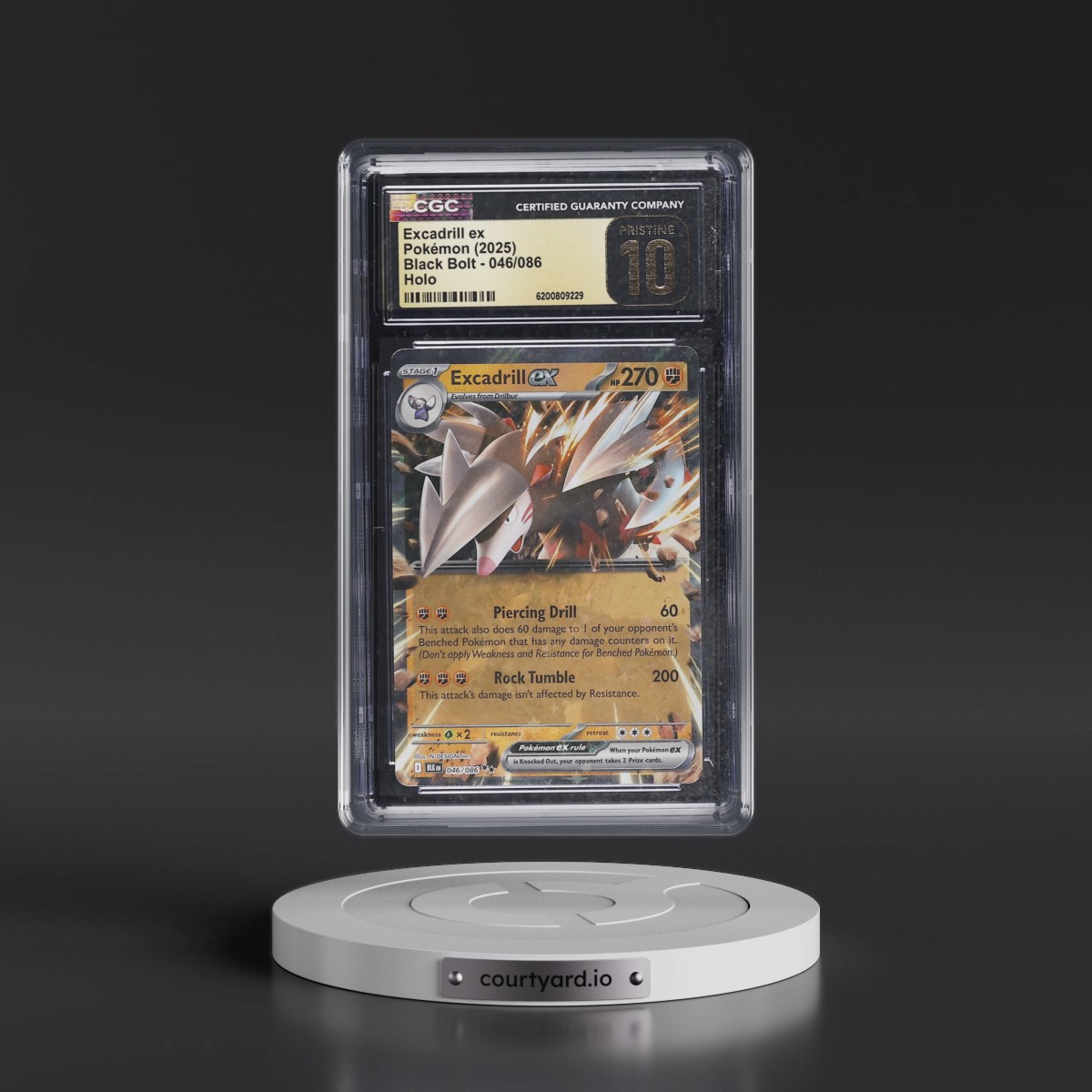 2025 Black Bolt - BLK EN Excadrill ex - Holo #046/086 CGC 10