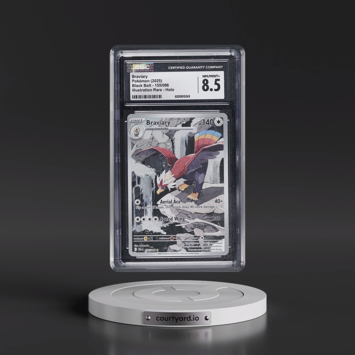 2025 Black Bolt - BLK EN #155/086 Braviary - Illustration Rare Holo (CGC 8.5 NM-MT+)