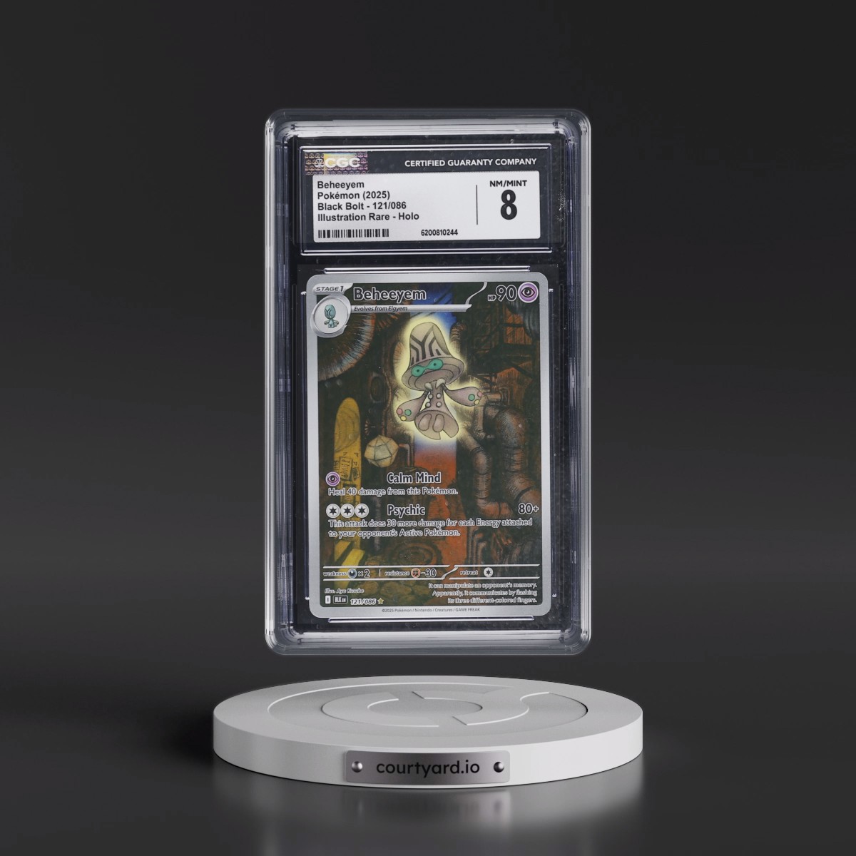 2025 Black Bolt - BLK EN Beheeyem - Illustration Rare Holo #121/086 CGC 8