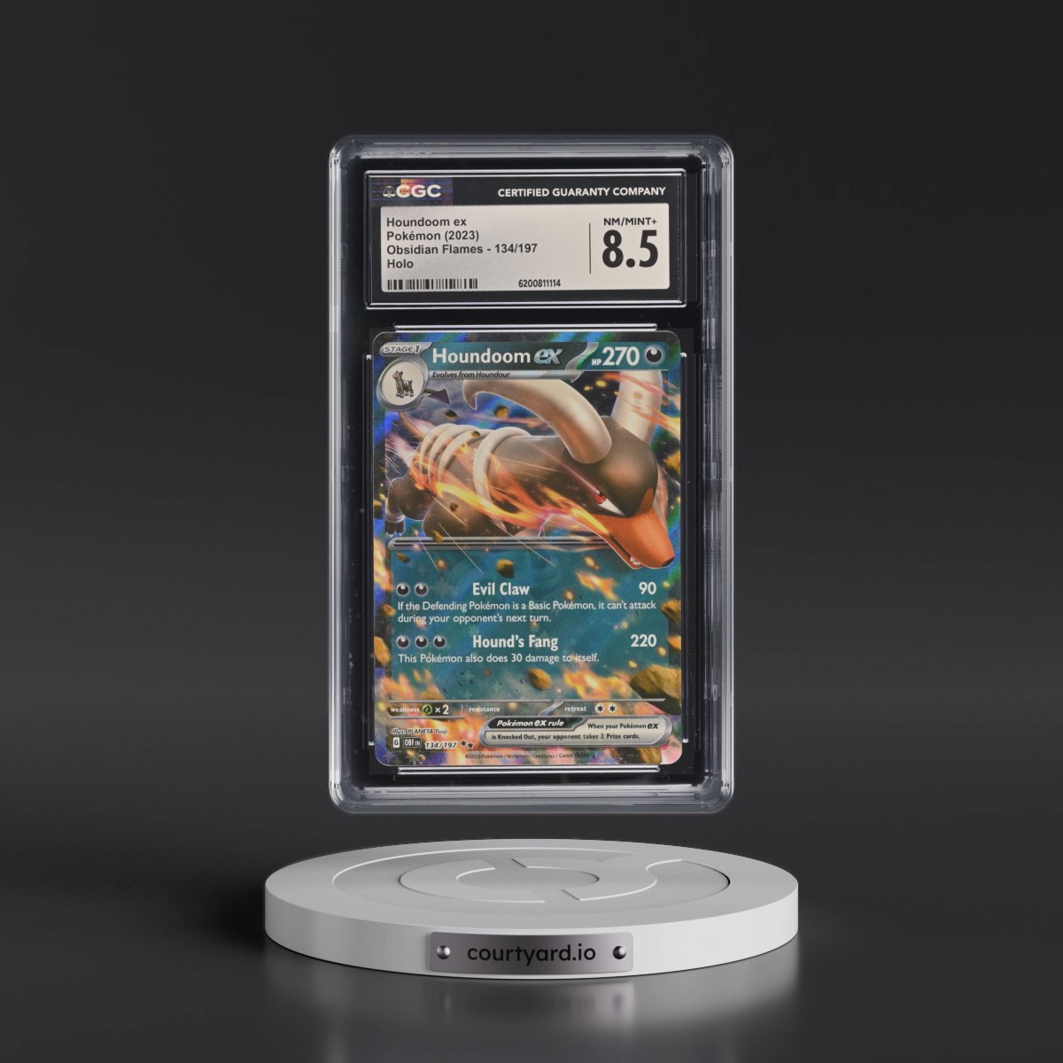 2023 Obsidian Flames - OBF EN #134/197 Houndoom ex - Holo (CGC 8.5 NM-MT+)