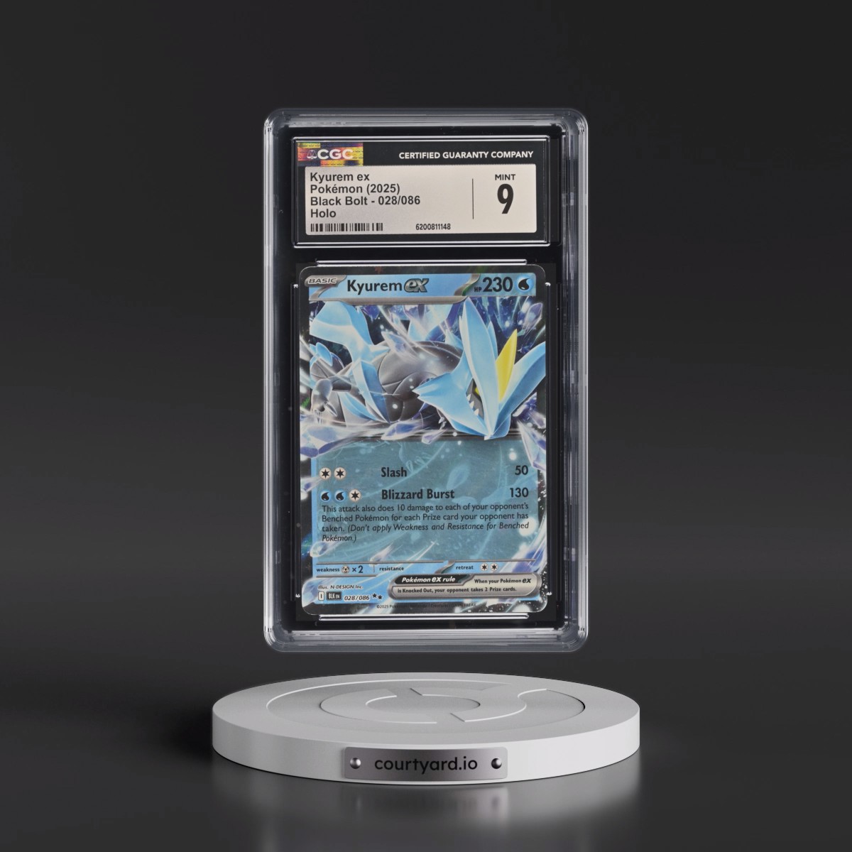2025 Black Bolt - BLK EN #028/086 Kyurem ex - Holo (CGC 9 MINT)