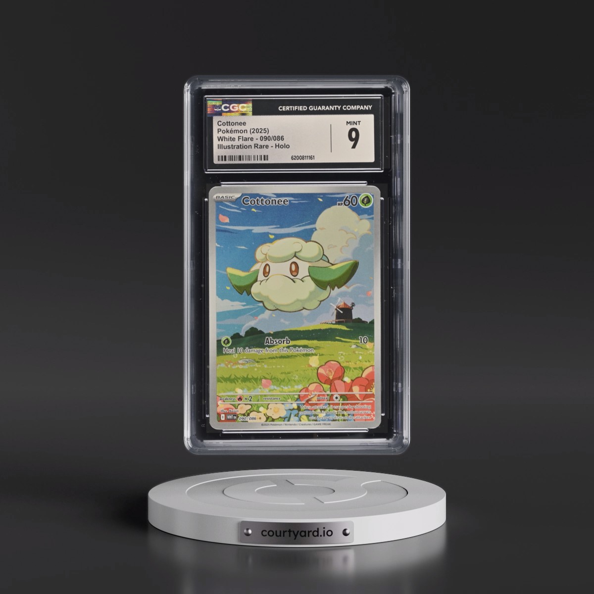 2025 White Flare - WHT EN #090/086 Cottonee - Illustration Rare Holo (CGC 9 MINT)
