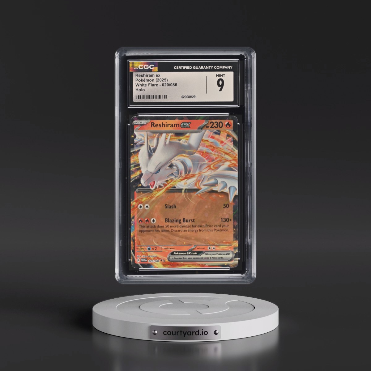 2025 White Flare - WHT EN #020/086 Reshiram ex - Holo (CGC 9 MINT)