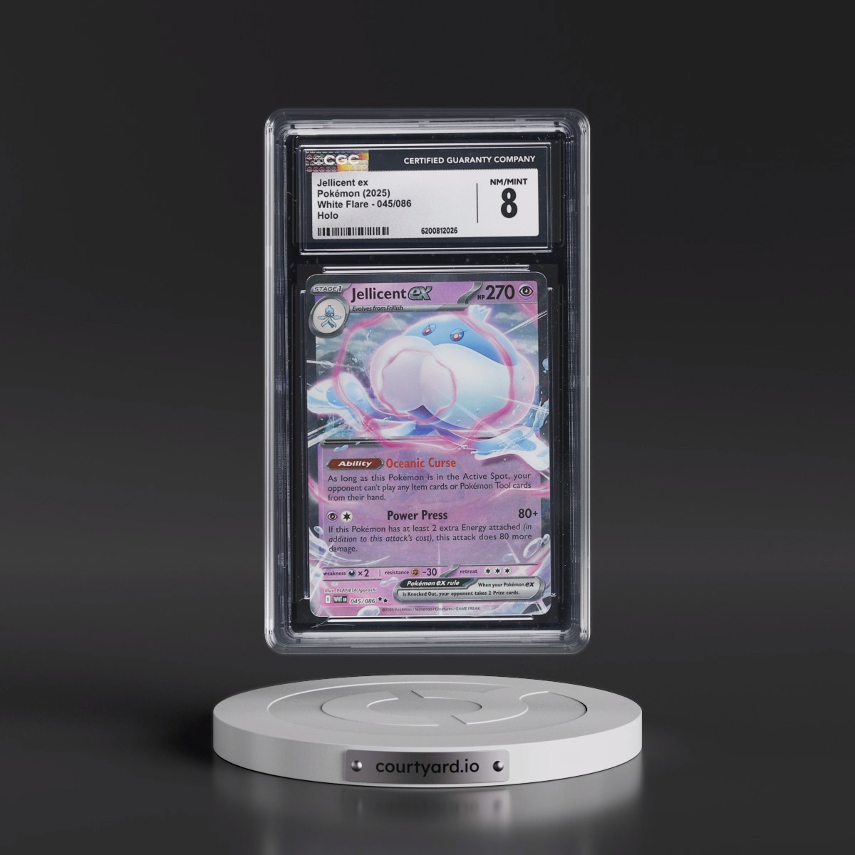 2025 White Flare - WHT EN Jellicent ex - Holo #045/086 CGC 8