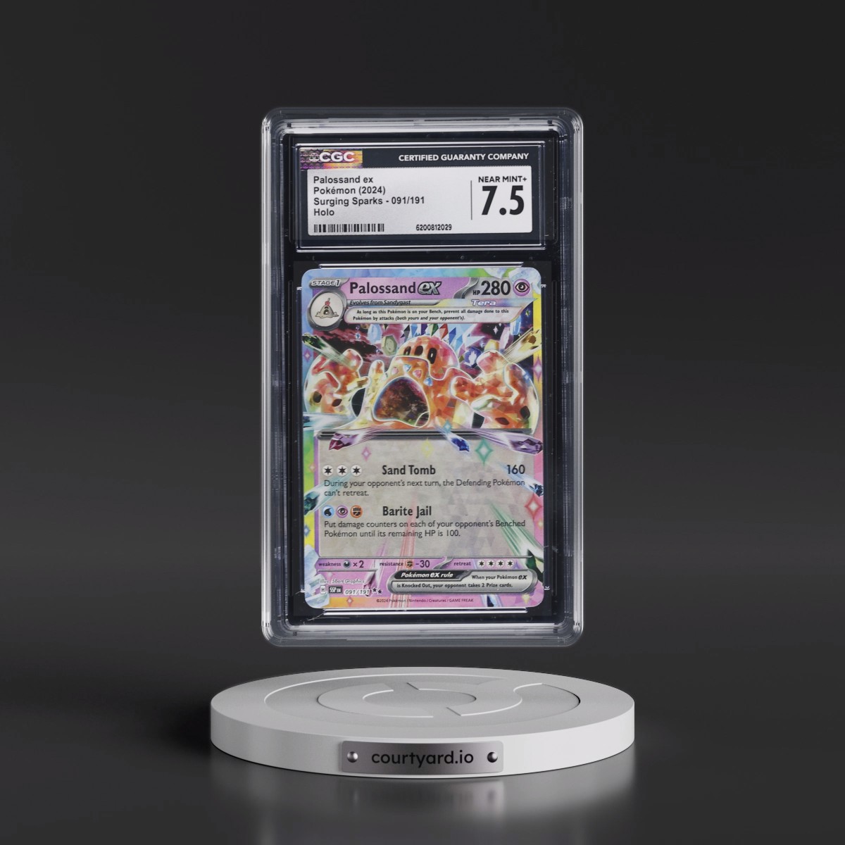 2024 Surging Sparks - SSP EN #091/191 Palossand ex - Holo (CGC 7.5 NM+)