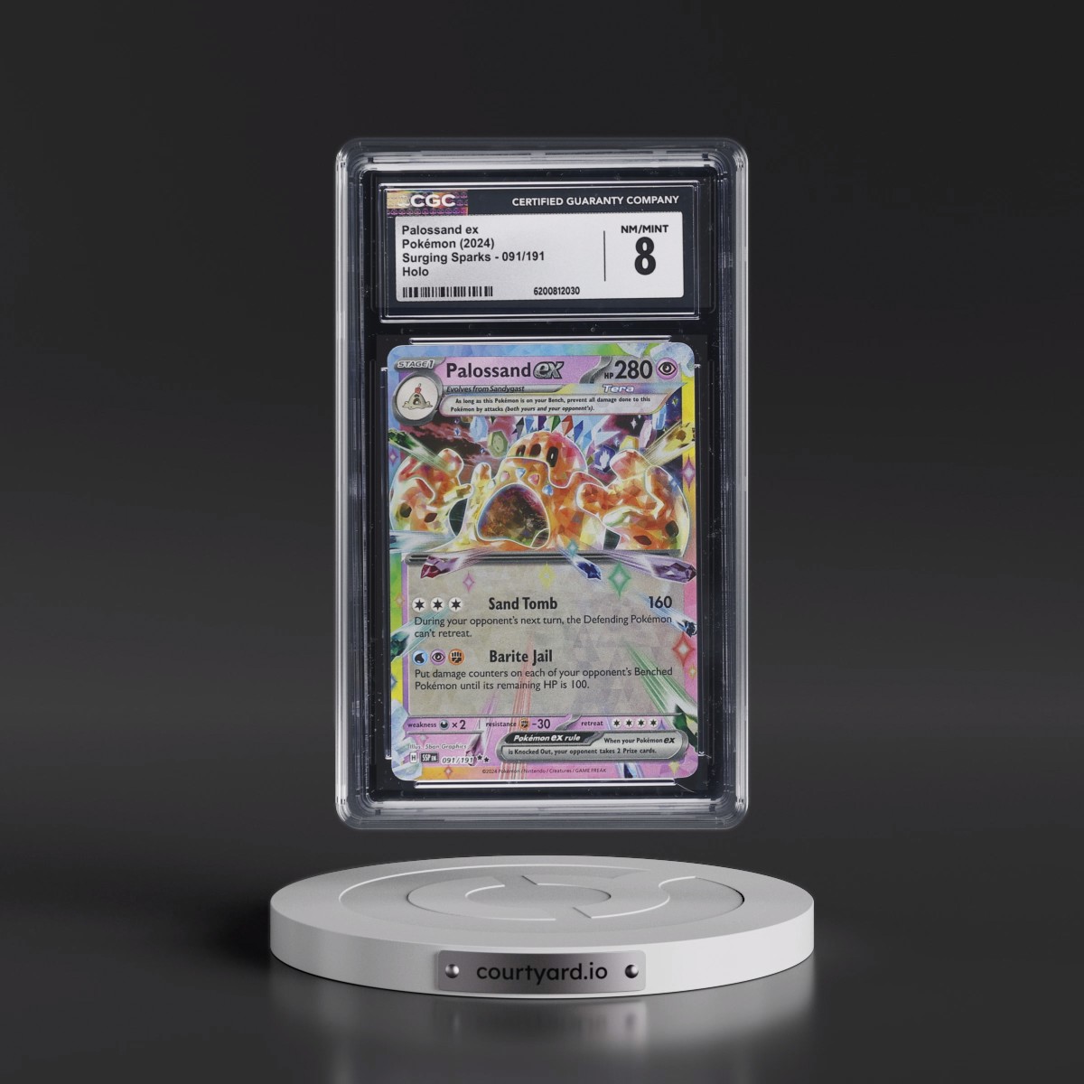 2024 Surging Sparks - SSP EN #091/191 Palossand ex - Holo (CGC 8 NM-MT)