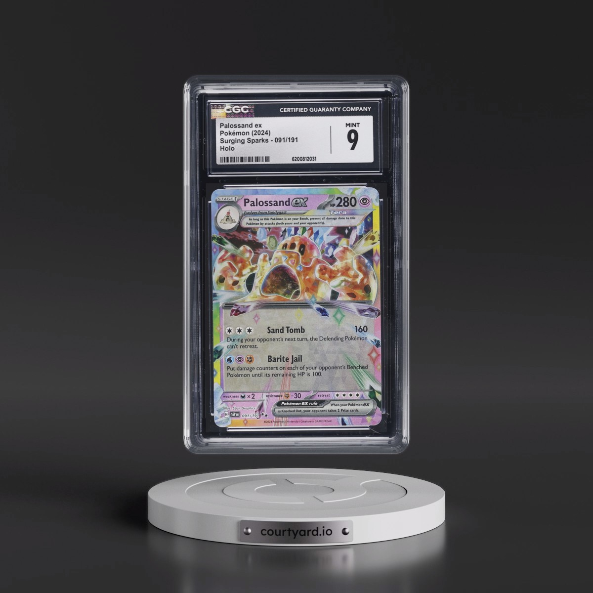 2024 Surging Sparks - SSP EN Palossand ex - Holo #091/191 CGC 9