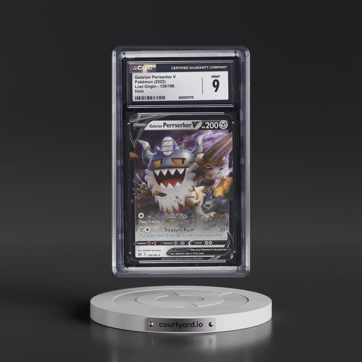 2022 Lost Origin #129/196 Galarian Perrserker V - Holo (CGC 9 MINT)