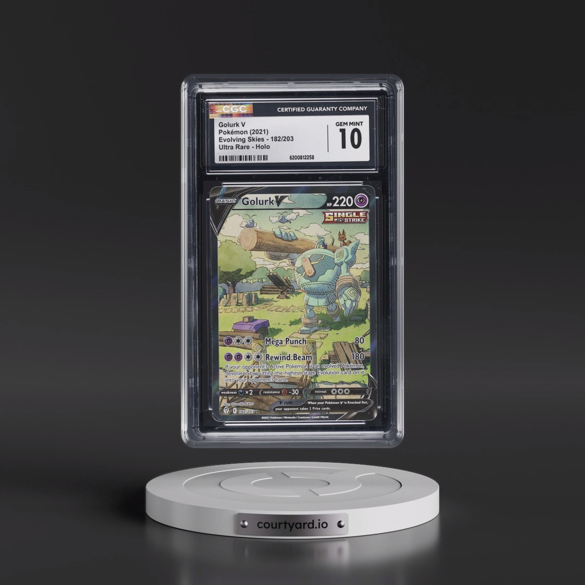 2021 Evolving Skies Golurk V - Ultra Rare Holo #182/203 CGC 10