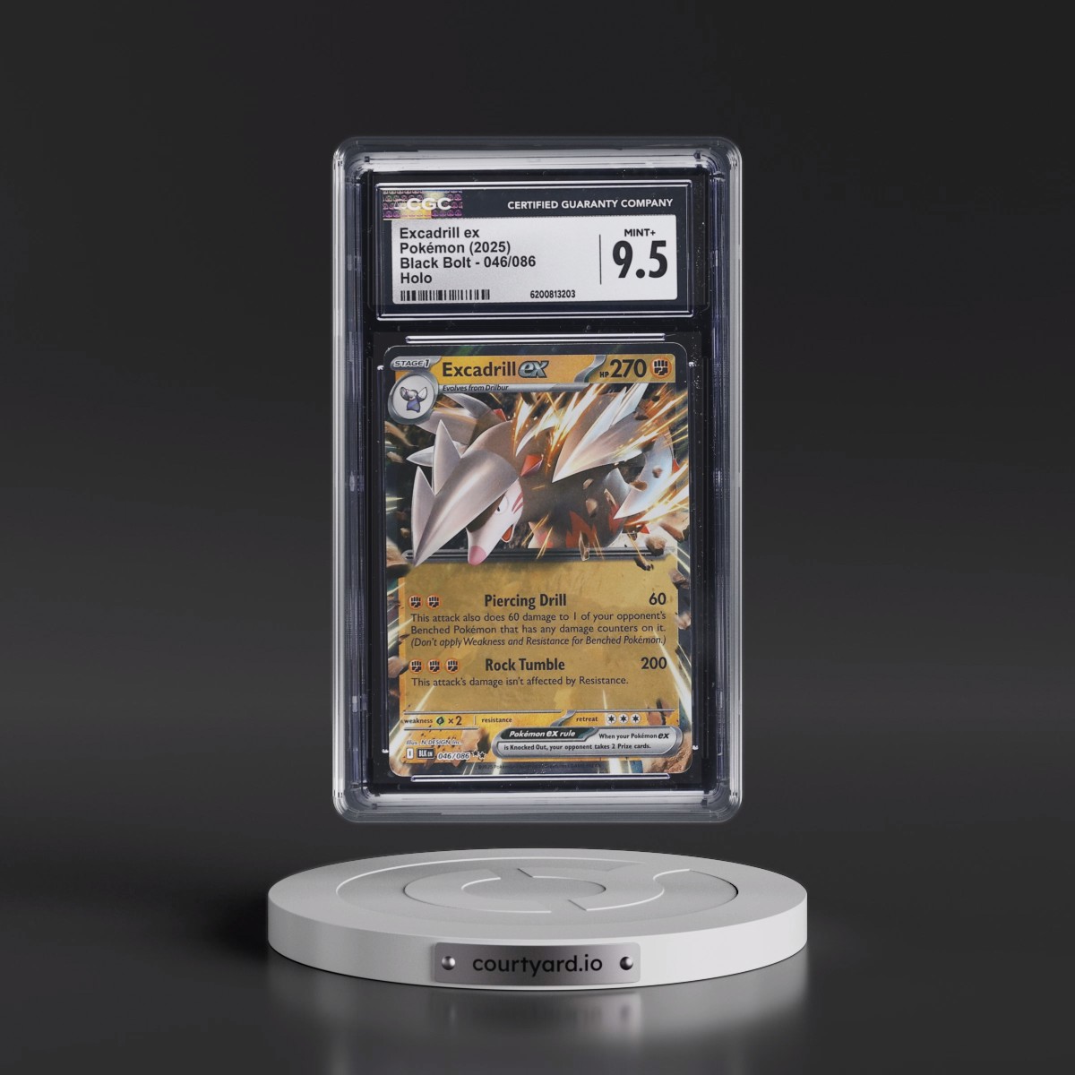 2025 Black Bolt - BLK EN Excadrill ex - Holo #046/086 CGC 9.5