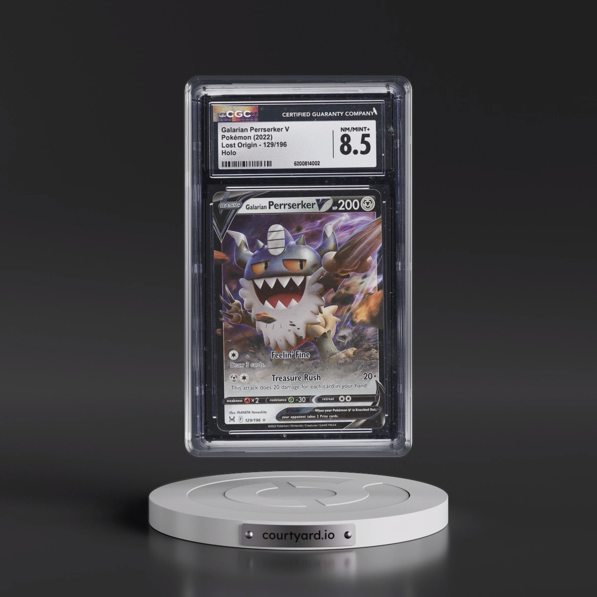 2022 Lost Origin #129/196 Galarian Perrserker V - Holo (CGC 8.5 NM-MT+)