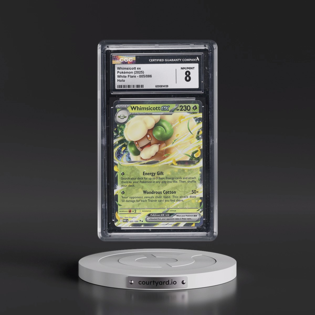 2025 White Flare - WHT EN Whimsicott ex - Holo #005/086 CGC 8