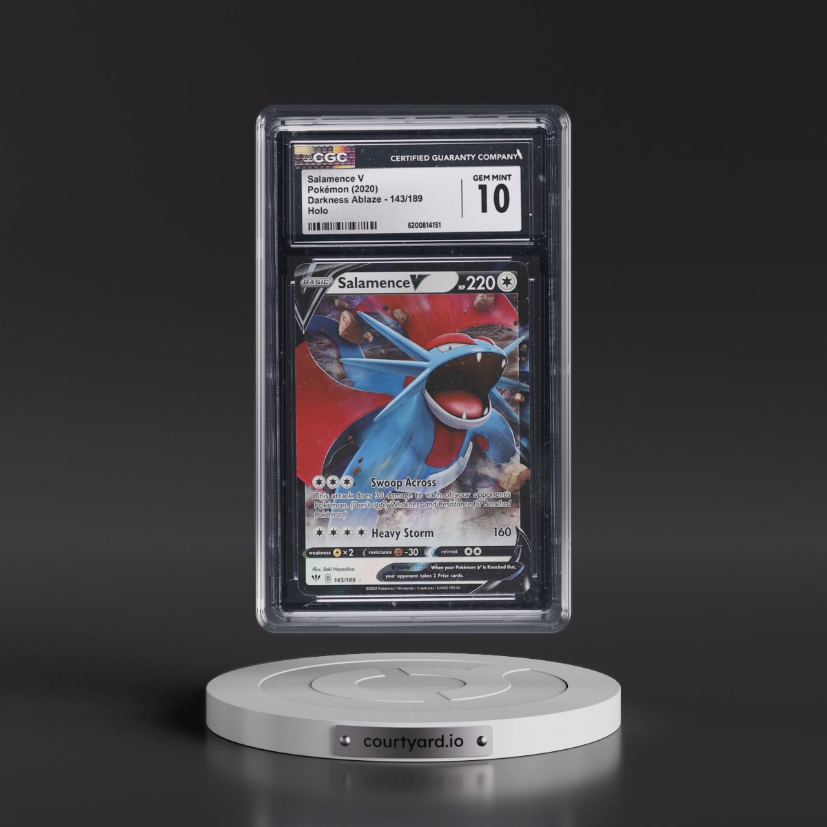 2020 Darkness Ablaze #143/189 Salamence V - Holo (CGC 10 GEM MINT)