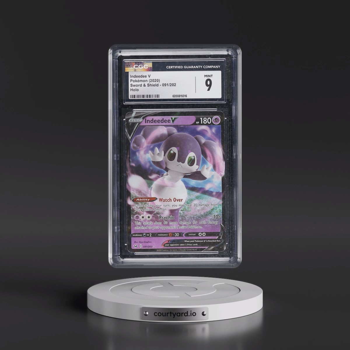 2020 Sword & Shield #091/202 Indeedee V - Holo (CGC 9 MINT)