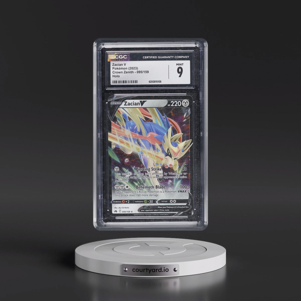 2023 Crown Zenith #095/159 Zacian V - Holo (CGC 9 MINT)