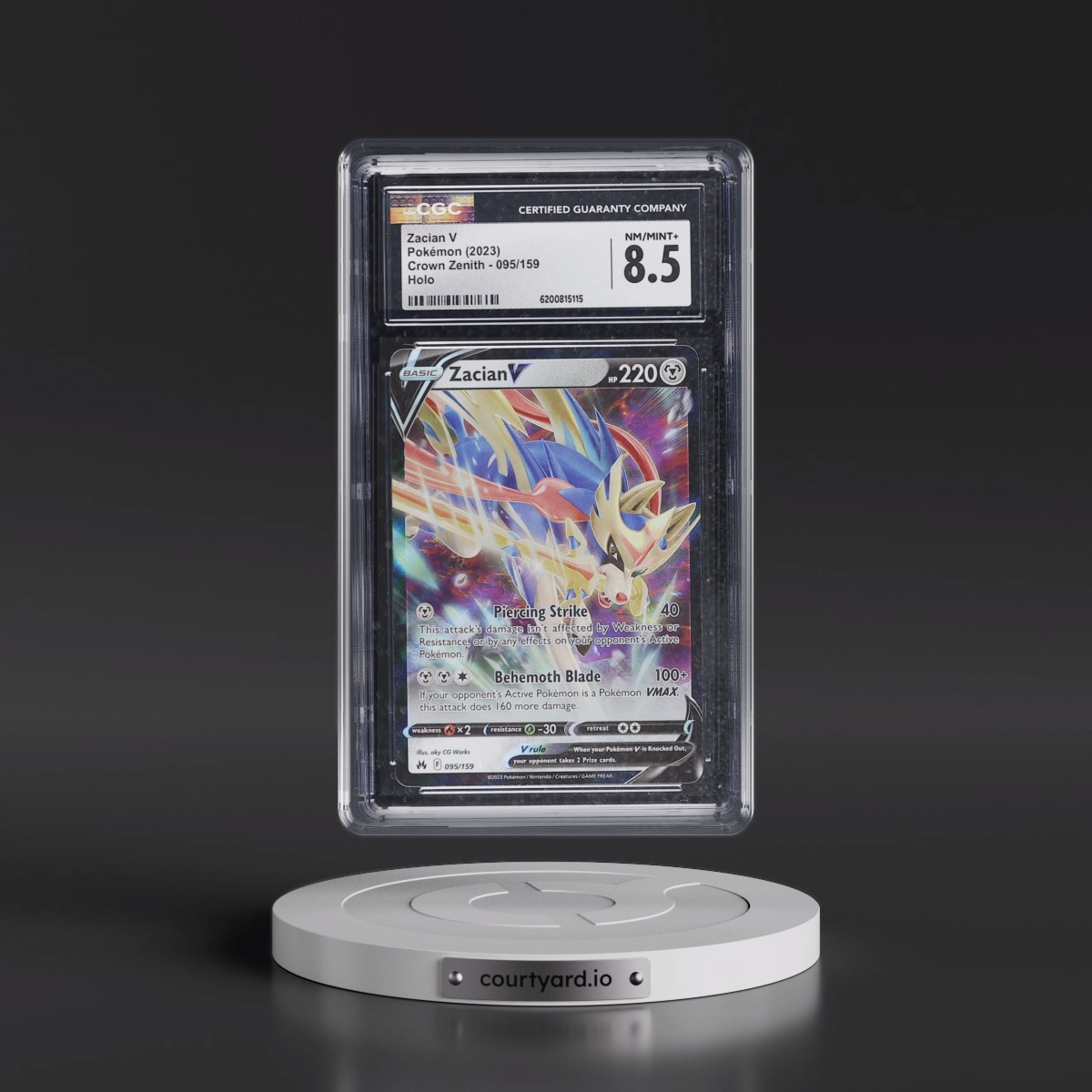 2023 Crown Zenith #095/159 Zacian V - Holo (CGC 8.5 NM-MT+)