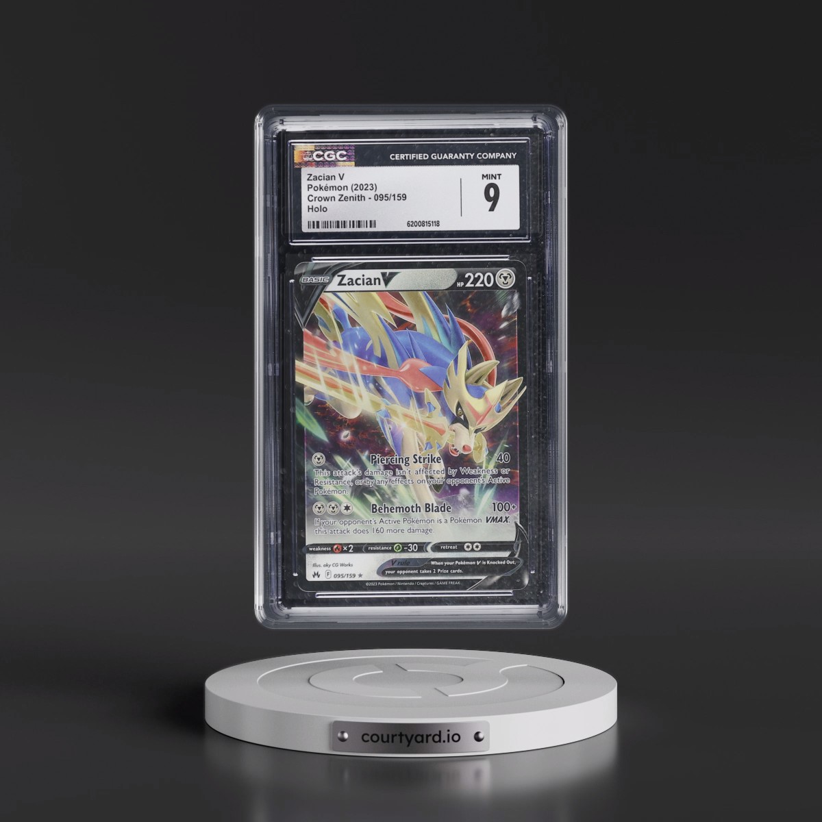 2023 Crown Zenith #095/159 Zacian V - Holo (CGC 9 MINT)