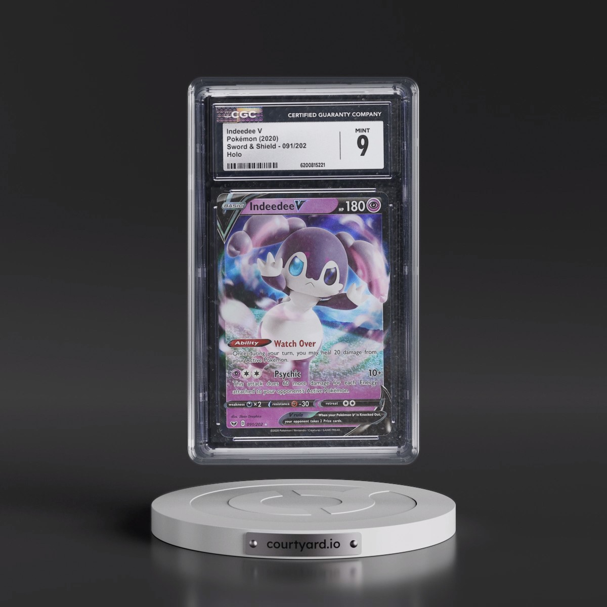 2020 Sword & Shield #091/202 Indeedee V - Holo (CGC 9 MINT)