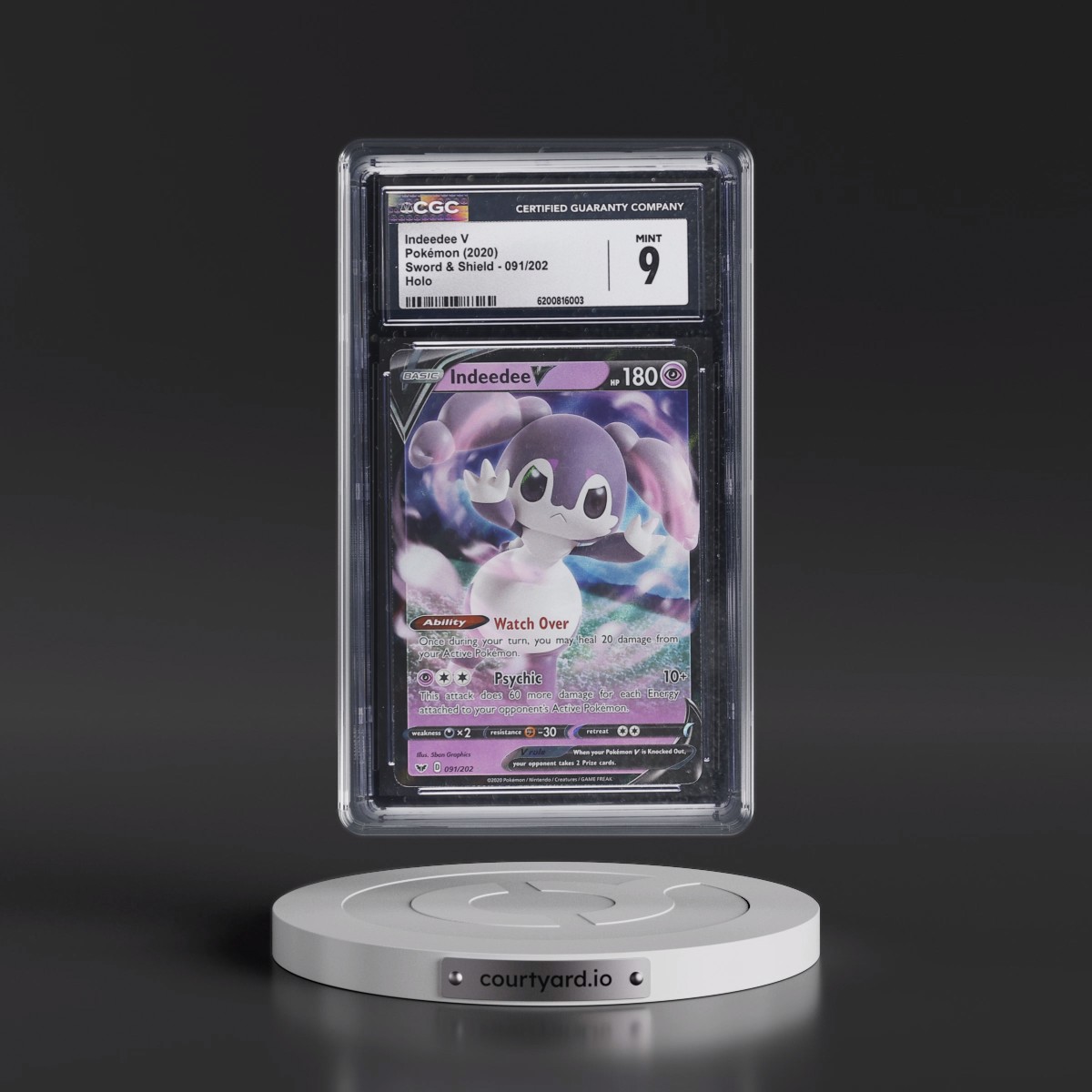 2020 Sword & Shield #091/202 Indeedee V - Holo (CGC 9 MINT)