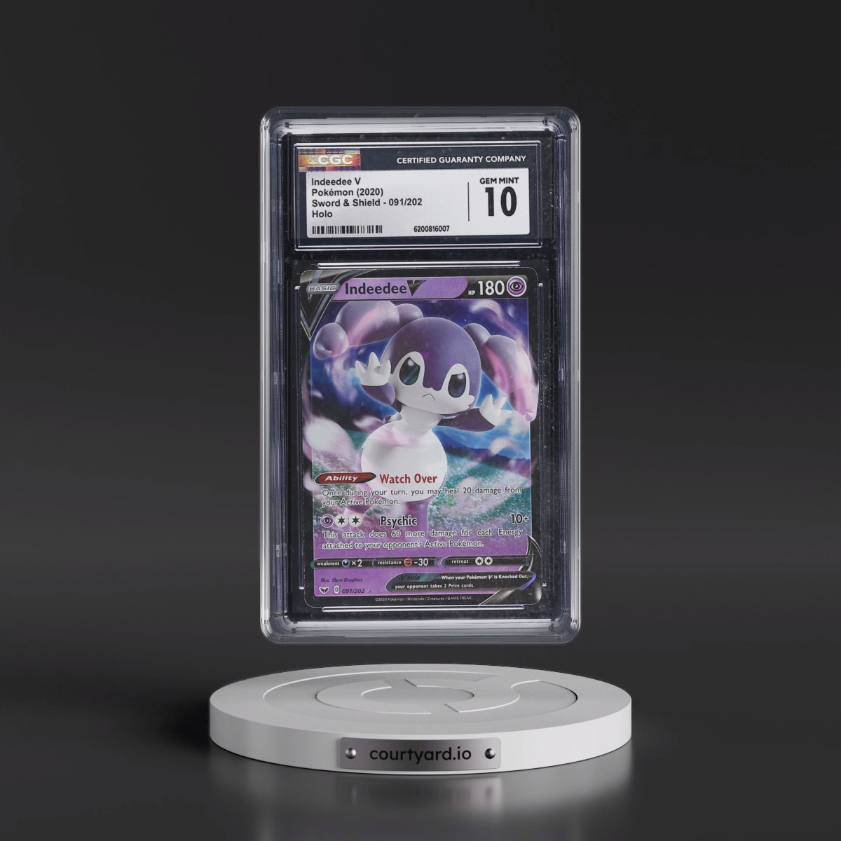 2020 Sword & Shield #091/202 Indeedee V - Holo (CGC 10 GEM MINT)