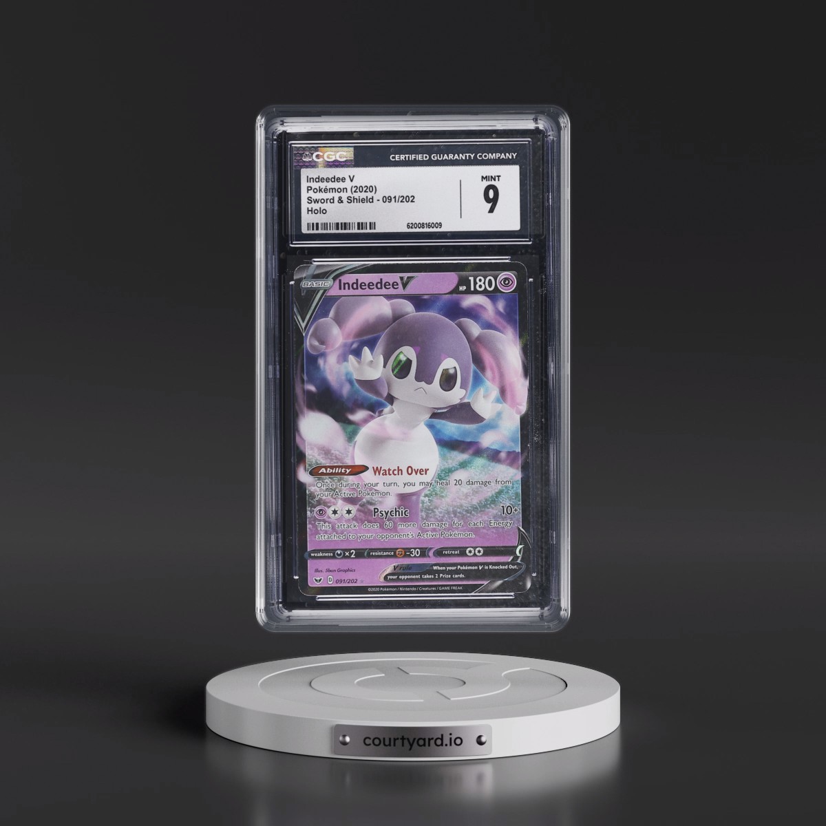 2020 Sword & Shield #091/202 Indeedee V - Holo (CGC 9 MINT)