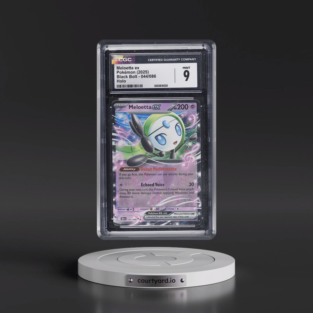 2025 Black Bolt - BLK EN #044/086 Meloetta ex - Holo (CGC 9 MINT)