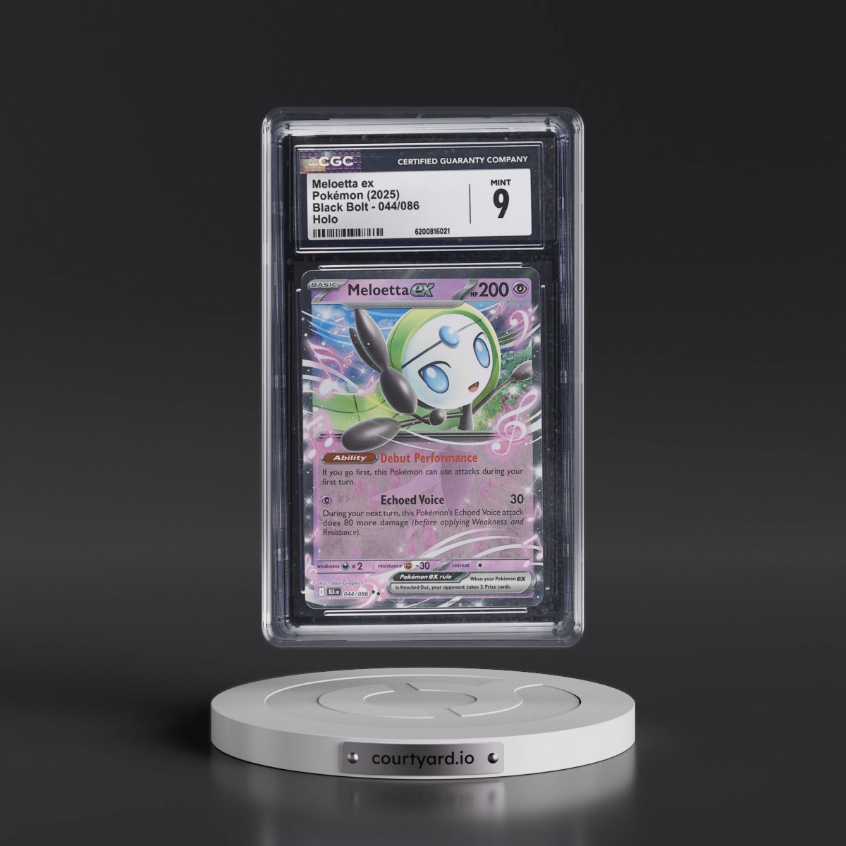 2025 Black Bolt - BLK EN #044/086 Meloetta ex - Holo (CGC 9 MINT)