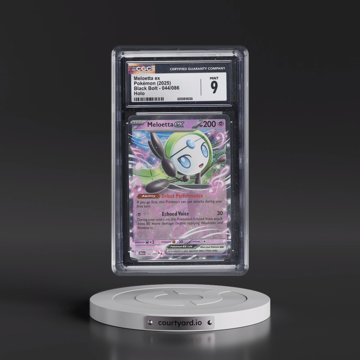 2025 Black Bolt - BLK EN #044/086 Meloetta ex - Holo (CGC 9 MINT)