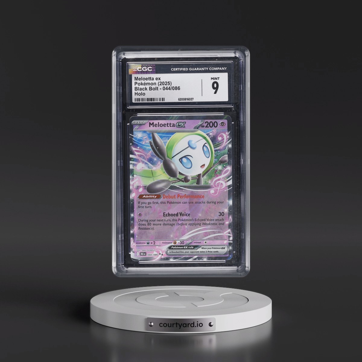 2025 Black Bolt - BLK EN #044/086 Meloetta ex - Holo (CGC 9 MINT)