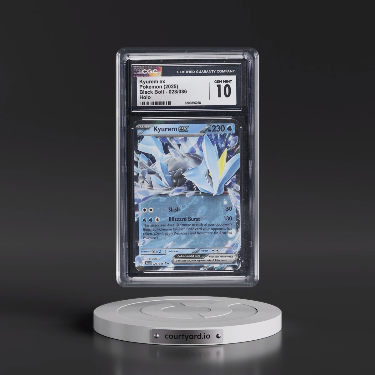 2025 Black Bolt - BLK EN #028/086 Kyurem ex - Holo (CGC 10 GEM MINT)