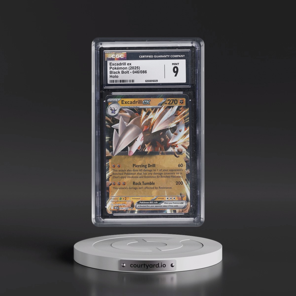 2025 Black Bolt - BLK EN #046/086 Excadrill ex - Holo (CGC 9 MINT)