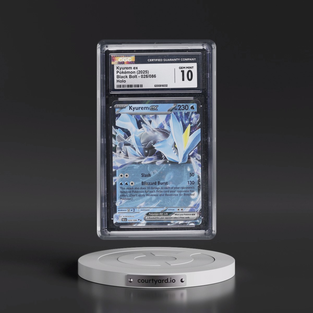 2025 Black Bolt - BLK EN #028/086 Kyurem ex - Holo (CGC 10 GEM MINT)