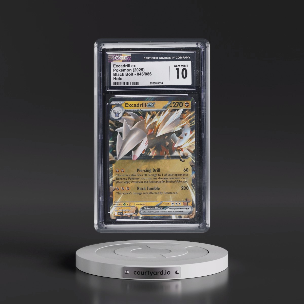 2025 Black Bolt - BLK EN #046/086 Excadrill ex - Holo (CGC 10 GEM MINT)